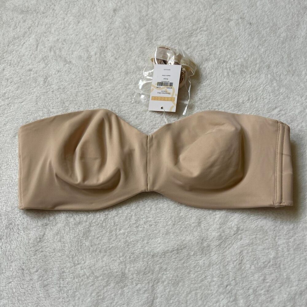 Delimira beige strapless bandeau bra wired no padding nwt women's 34C
